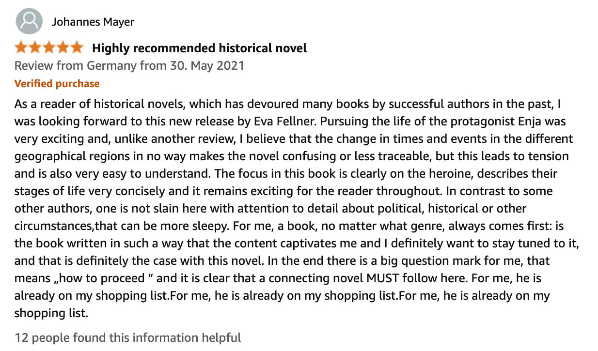 Amazon reader review 4 of The Highlanderess