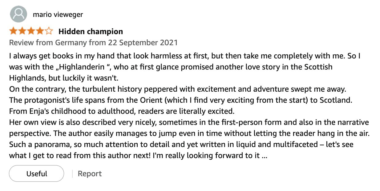 Amazon reader review 8 of The Highlanderess