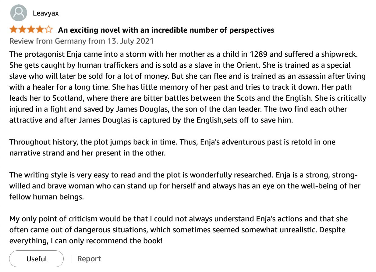 Amazon reader review 9 of The Highlanderess