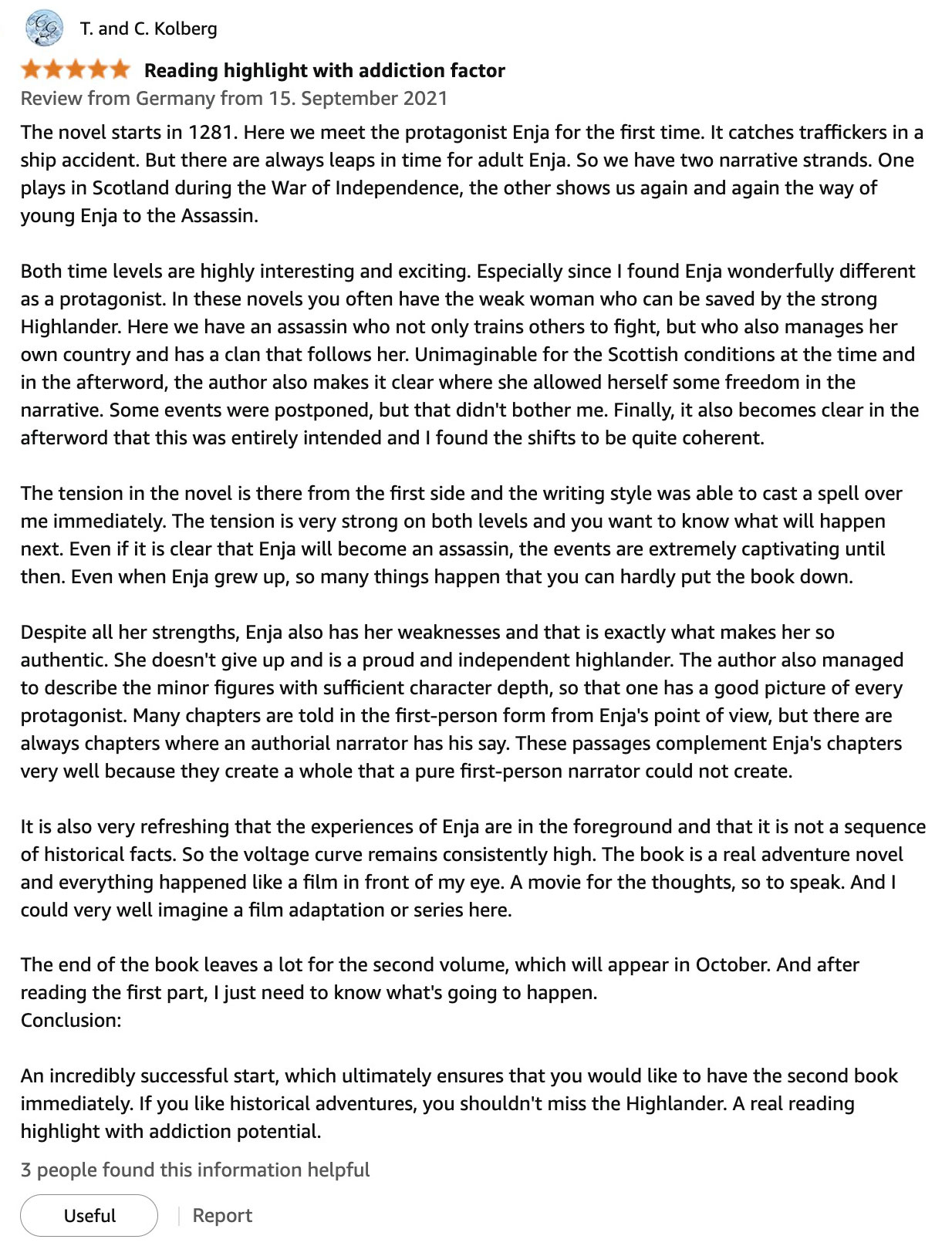 Amazon reader review 20 of The Highlanderess