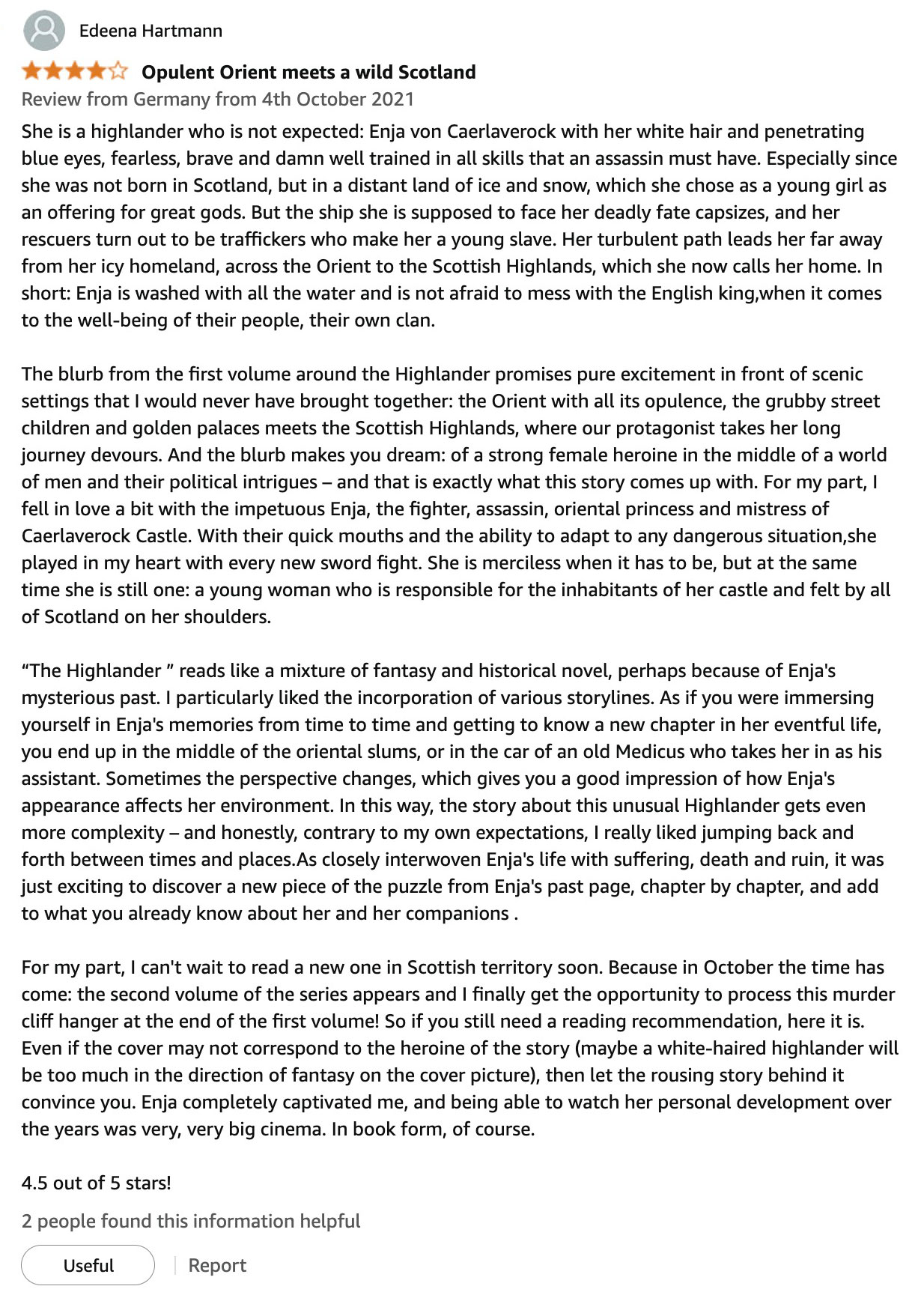 Amazon reader review 22 of The Highlanderess